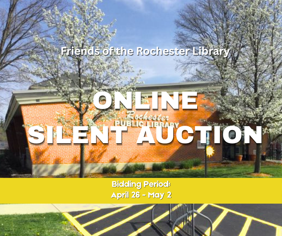 Picture of library with online auction text