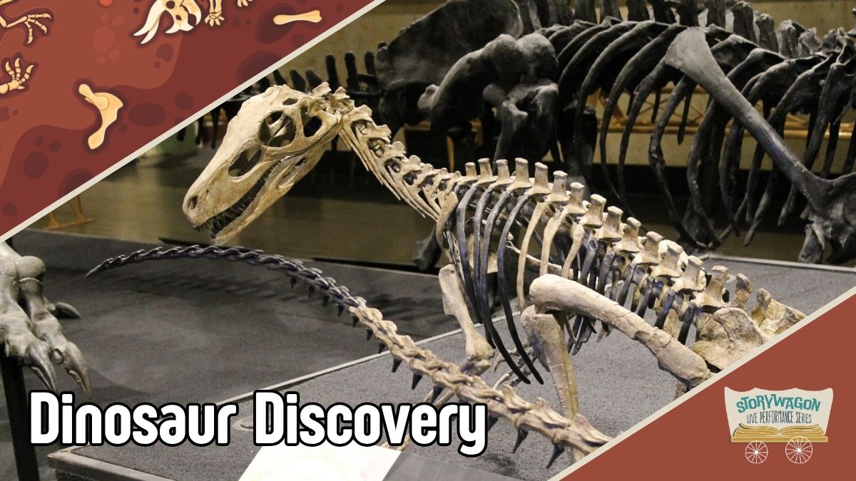 Unearth a story Summer reading program coming soon picture of a dinosaur and a book