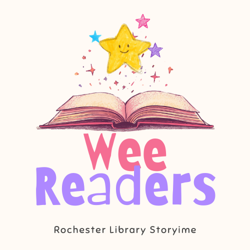 Two kids reading a book Wee Readers Storytime Tuesday's at 10 AM